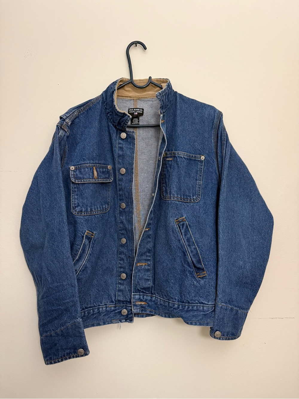 Vintage Polo Ralph Lauren Denim Jean Jacket • Large • USA Corduroy Collar